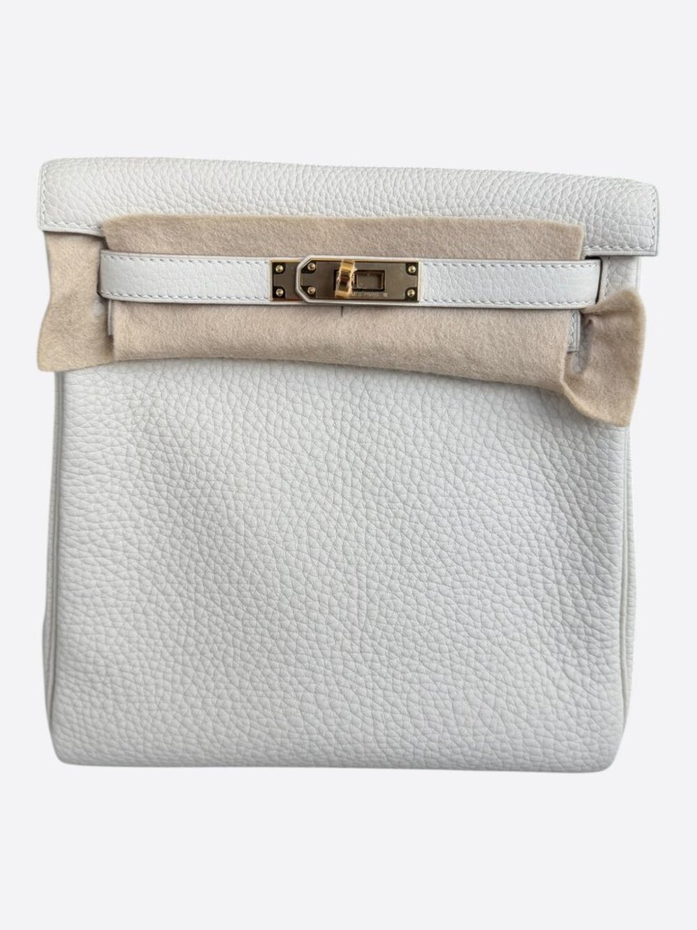 Hermes White Togo & Gold Hardware Kelly Ado Backpack